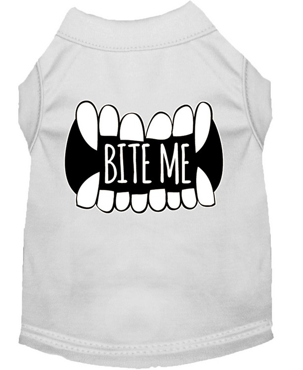 Bite Me Screen Print Dog Shirt White XS